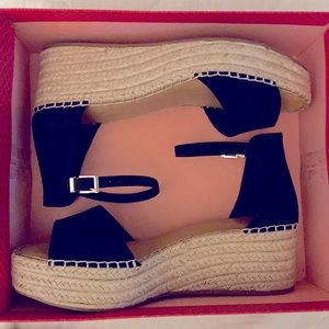 Black microsuede espadrilles